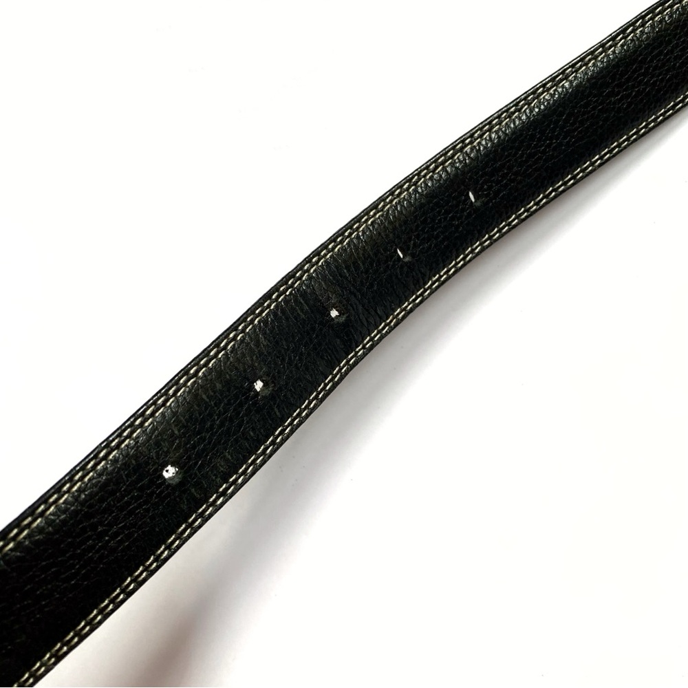 DUNHILL black leather silver square buckle belt - Picture 4 of 10